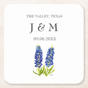 Modern Rustic Bluebonnet Custom Boho Gifts Wedding Vierkante Kartonnen Onderzetter