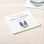 Modern Rustic Bluebonnet Custom Boho Gifts Wedding Vierkante Kartonnen Onderzetter (Schuin)