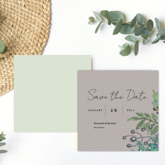 Modern Rustic Botanical Wedding Save The Date