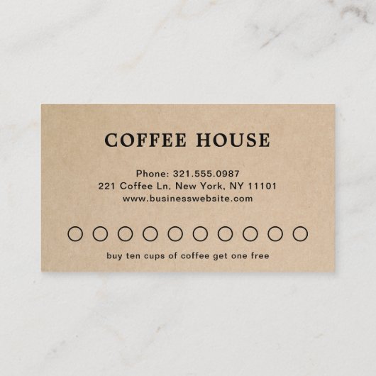 Modern Rustic Brown Simple Cute Coffee Klantenkaartje (Achterkant)