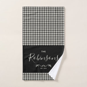Modern Rustic Buffalo Check Plays Family Script Bad Handdoek