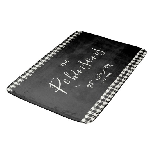 Modern Rustic Buffalo Check Plays Family Script Badmat (Gekanteld)