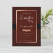 Modern Rustic Burgundy Copper Afstuderen P Kaart (Staand voorkant)