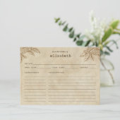 Modern Rustic Coffee Plant Bonen Recept Kaart (Staand voorkant)