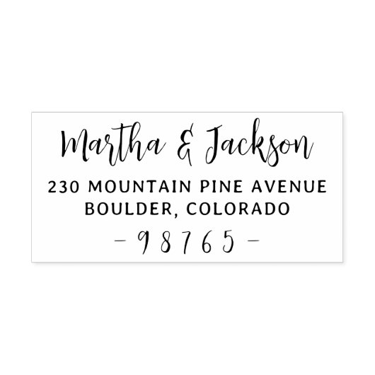 Modern Rustic Couple Names Wedding Return Address Zelfinktende Stempel (Design)