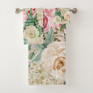 Modern rustic creme rose pink watercolor floral