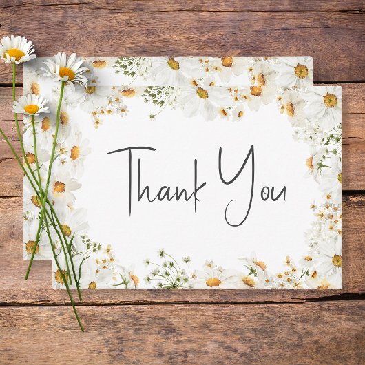 Modern Rustic Daisy Lijst Wedding Bedankkaart