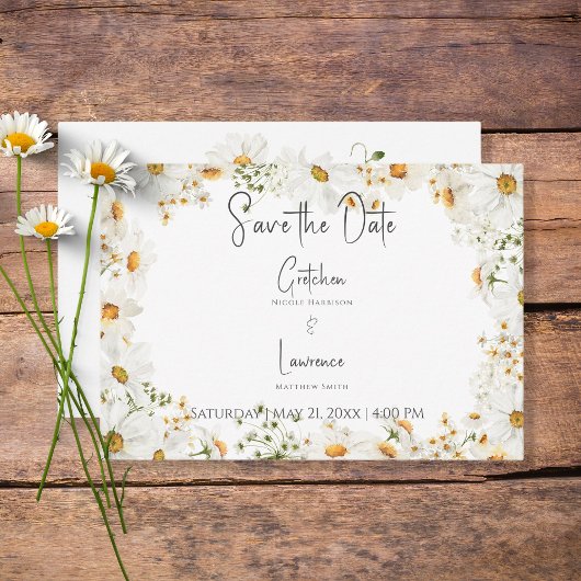 Modern Rustic Daisy Lijst Wedding Save The Date