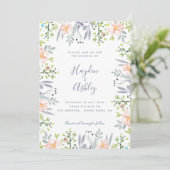 Modern Rustic Droy Floral Waterverf Wedding Kaart (Staand voorkant)
