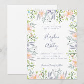 Modern Rustic Droy Floral Waterverf Wedding Kaart (Voorkant / Achterkant)