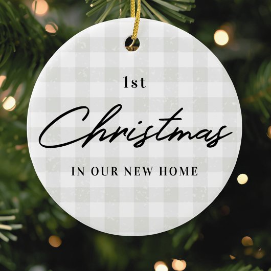 Modern Rustic Eerste Kerstmis in New Home Foto Keramisch Ornament