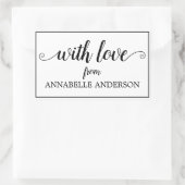 Modern Rustic Elegant Black Script Met Liefde Van Rechthoekige Sticker (Tas)