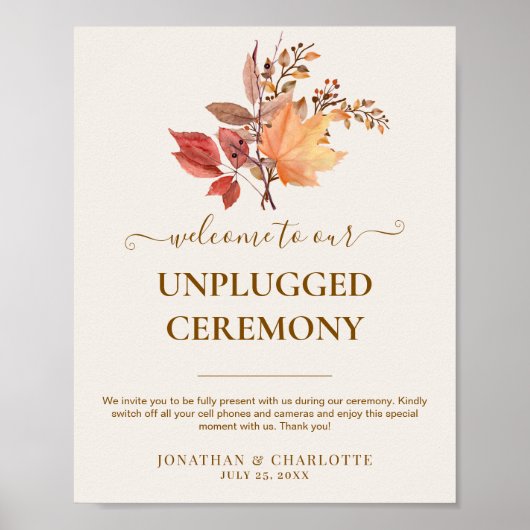 Modern Rustic Fall Boho Flower Wedding  Poster (Voorkant)