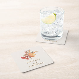 Modern Rustic Fall Boho Flower Wedding  Vierkante Kartonnen Onderzetter