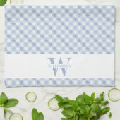 Modern Rustic Family Monogram Blue Gingham Pset Theedoek (Gevouwen)