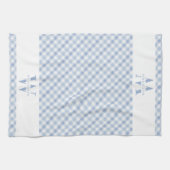 Modern Rustic Family Monogram Blue Gingham Pset Theedoek (Horizontaal)