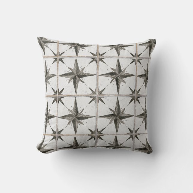 Modern Rustic Farmhouse Moravic Black Star Kussen (Voorkant)
