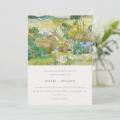 Modern Rustic Fields Mountain Landscape Wedding Kaart (Staand voorkant)