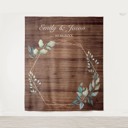 Modern Rustic Floral Wedding Backdrop Wandkleed (Voorkant)