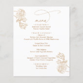 Modern Rustic Gold Floral Wedding Menus (Devant)
