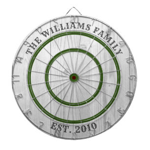 Modern Rustic Grey Barn Wood Familienaam Dart Boar Dartbord