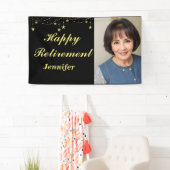 Modern Rustic Happy Retirement Aangepaste naam Fot Spandoek (Insitu)