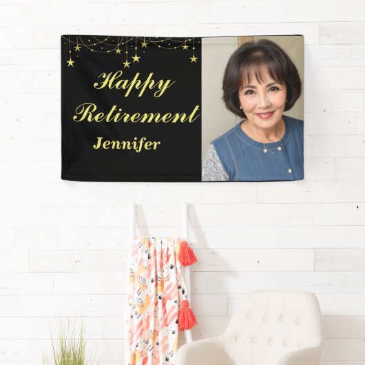 Modern Rustic Happy Retirement Aangepaste naam Fot Spandoek (Insitu)