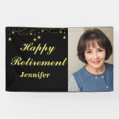 Modern Rustic Happy Retirement Aangepaste naam Fot Spandoek (Horizontaal)
