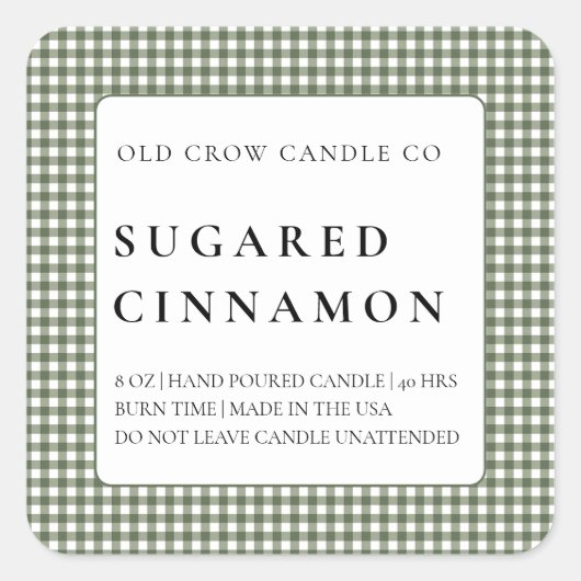 Modern Rustic Homespun Minimalist Candle  Vierkante Sticker (Voorkant)