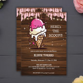 Modern Rustic Ice Cream Scoop Drawing Baby shower Kaart