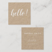 Modern Rustic Kraft Hallo Square Visitekaartje (Voorkant / Achterkant)