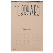 Modern Rustic Kraft met zwarte agenda Kalender (Feb 2026)