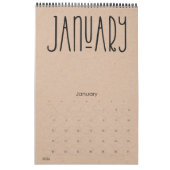 Modern Rustic Kraft met zwarte agenda Kalender (Jan 2026)