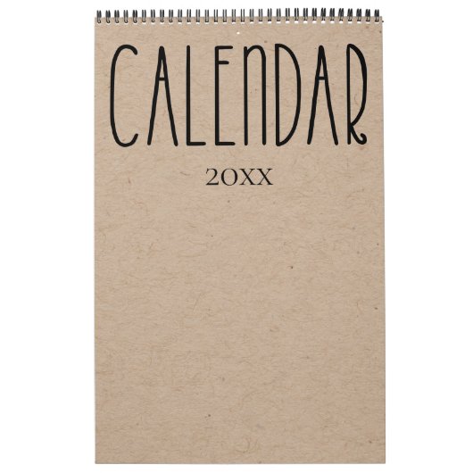 Modern Rustic Kraft met zwarte agenda Kalender (Hoes)