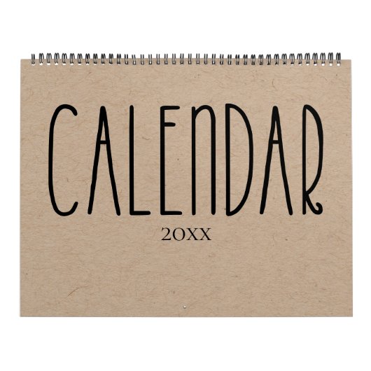 Modern Rustic Kraft met zwarte agenda Kalender (Hoes)