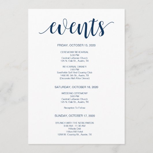 Modern Rustic, marine, dingen te doen, reiskaart Programma (Achterkant)