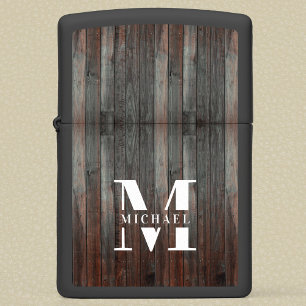 Modern Rustic Monogram Aangepaste naam hout