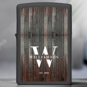 Modern Rustic Monogram Familienaam Hout