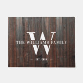 Modern Rustic Monogram Familienaam  Hout  Deurmat (Voorkant)
