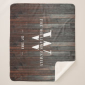 Modern Rustic Monogram Familienaam  Hout Sherpa Deken (Voorkant)