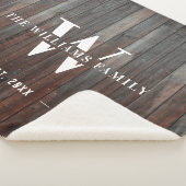 Modern Rustic Monogram Familienaam  Hout Sherpa Deken (3/4)