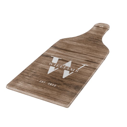Modern Rustic Monogram Familienaam  Hout Snijplank (Hoek)