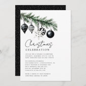 Modern Rustic Nature Christmas Party Invitation (Devant / Derrière)