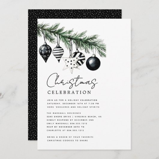 Modern Rustic Nature Christmas Party Invitation (Devant / Derrière)