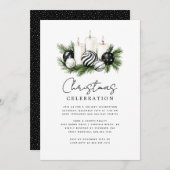 Modern Rustic Nature Christmas Party Invitation (Devant / Derrière)