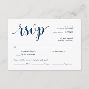 Modern Rustic, Navy Blue font, RSVP Enclosure Card Informatiekaartje