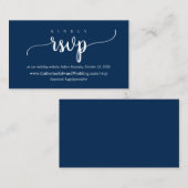 Modern Rustic, Navy Blue, online RSVP-website Encl Informatiekaartje (Voorkant / Achterkant)