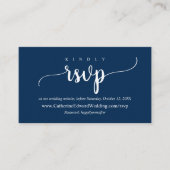 Modern Rustic, Navy Blue, online RSVP-website Encl Informatiekaartje (Voorkant)