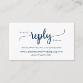 Modern Rustic, Navy Blue, online RSVP-website Informatiekaartje (Voorkant)