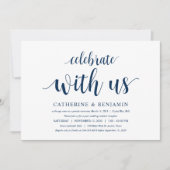 Modern Rustic, Navy Blue Script, Wedding Elopement Kaart (Voorkant)